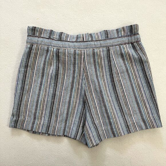 NWT BCBGMaxazria Blue Multi Renee Striped Belted High Waist Paper Bag Shorts S - Picture 8 of 8